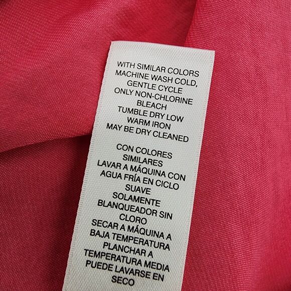 Chico's Womens Top Size 1 Medium Pink Tulip Front 3/4 Roll Tab Sleeve Scoop Neck - Picture 9 of 10